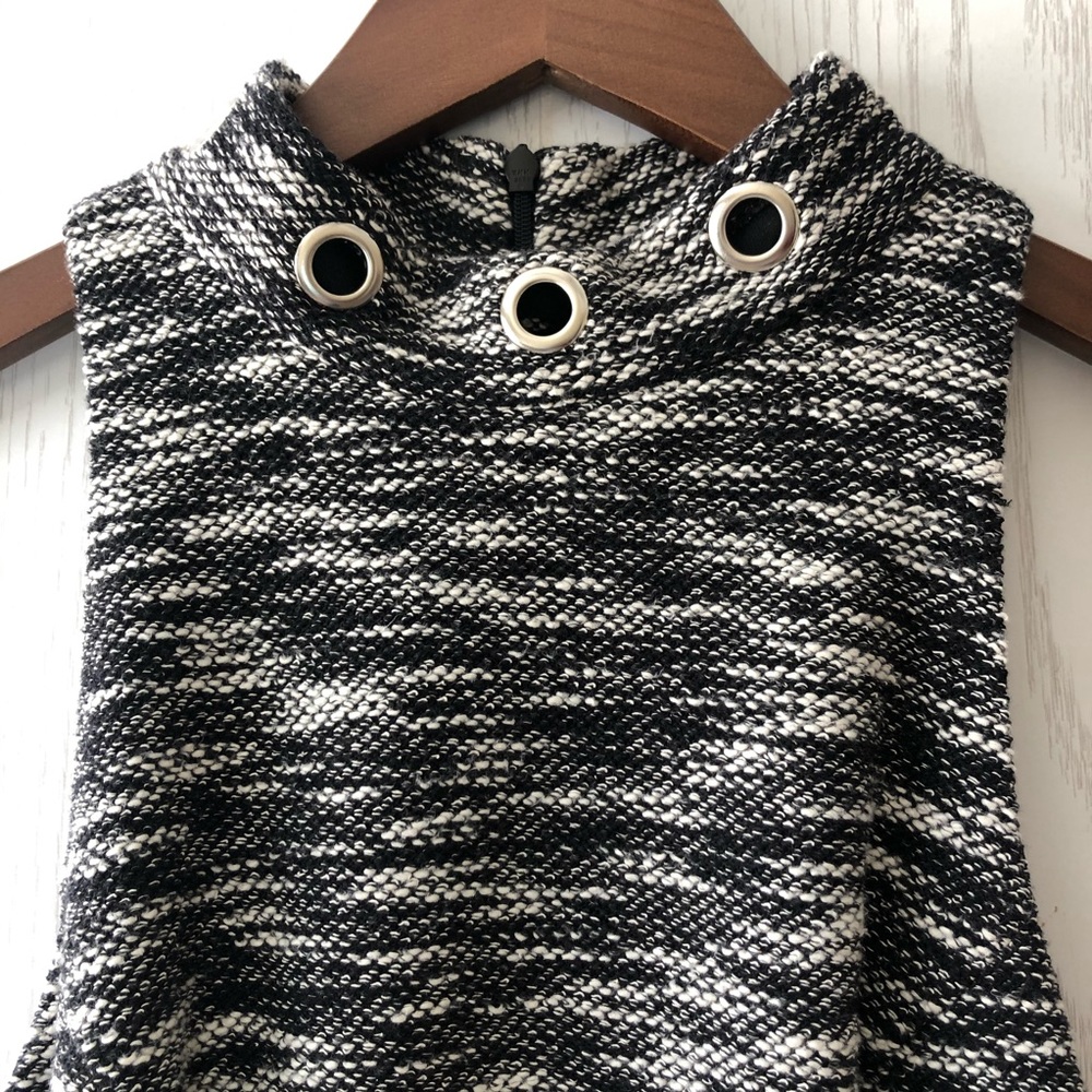 NWOT ABS by Allen Schwartz Mock Neck Dress Black Ivory Size M - Picture 3 of 10